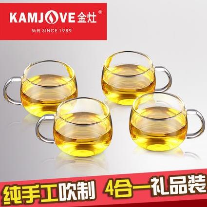 金灶K105K106茶杯玻璃杯耐热玻璃咖啡杯奶茶杯带手把花茶杯礼品杯-封面