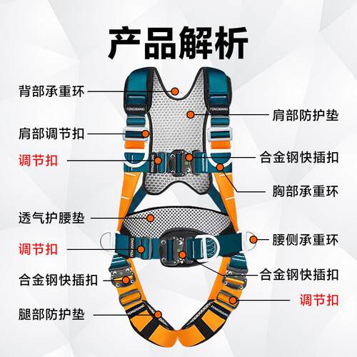 安全带全身双背五点式欧式电工防坠落保险带速插式速插双保险