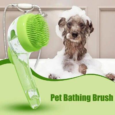 Dog Bath Brush With Soap Dispenser Silicone Pet Shampoo
