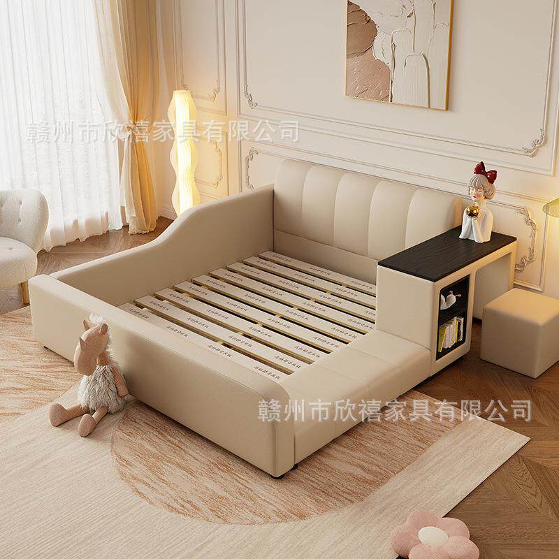 儿童床带护栏榻榻米女孩卧室公主书桌一体男孩带围栏新型安全感床