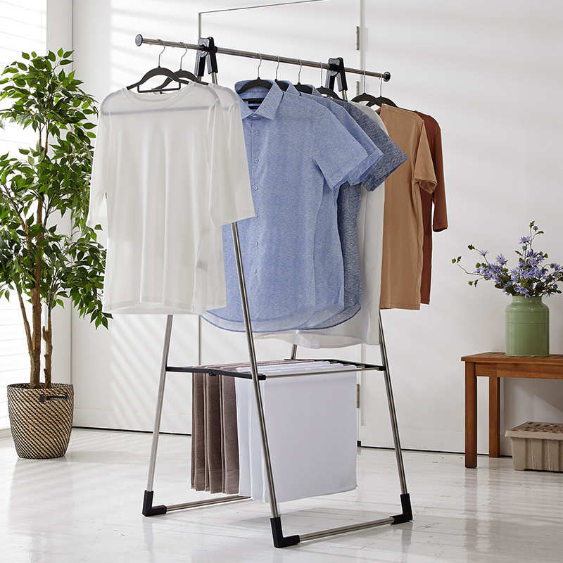 新款A型晾衣架 不锈钢单杆式移动挂晒衣架 折叠晾衣杆