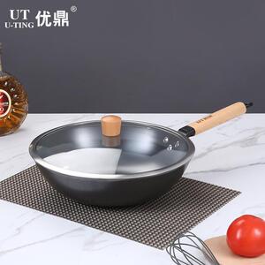 厂家精铸铁易清洗中华铁锅32CM家用厨房炒锅无涂层锅底厚壁薄