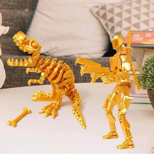 3D Printed Robot Dummy and Dinosaur Set Assembly Completed