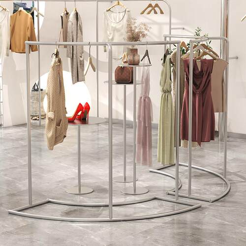 服装店展示架落地式不锈钢中岛架男女装店货架陈列道具挂衣杆架子