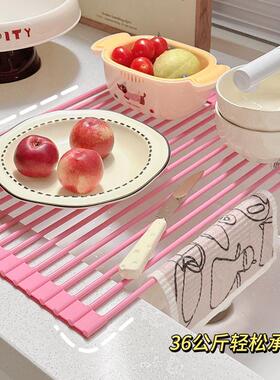 A foldable silicone dish drying rack and storage basket for