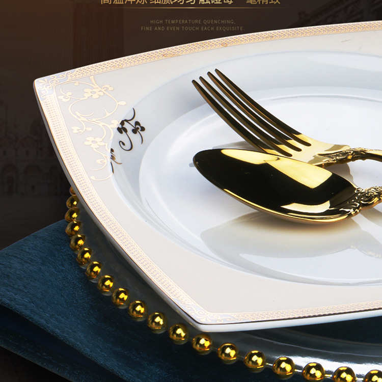 景德镇高档西式骨瓷餐具套装 碗碟家用欧式陶瓷碗盘碗筷吃饭盘子
