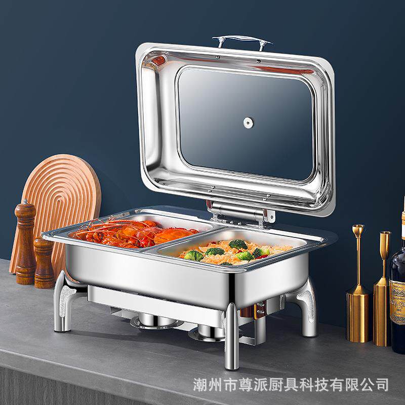 不锈钢自助餐炉加热布菲炉可视透明翻盖酒店食堂早餐保温炉餐具
