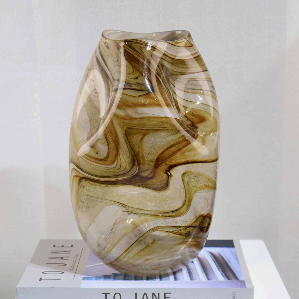 现代轻奢流纹琉璃花瓶摆件艺术客厅玄关电视柜餐桌家居装饰品,家居饰品,装饰盆,淘宝优惠券,粉丝福利购,淘宝优惠卷