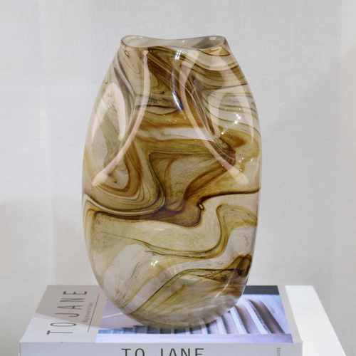 现代轻奢流纹琉璃花瓶摆件艺术客厅玄关电视柜餐桌家居装饰品