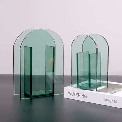 现代创意家居轻奢茶色透明玻璃花器客厅桌面花瓶软装饰品摆件