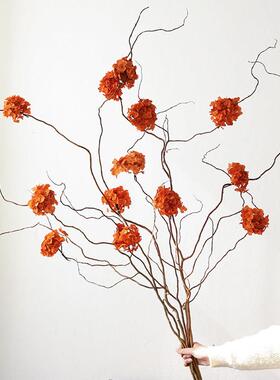 绣球龙柳干枝艺术干花花束永生花高级感真花插花软装民宿酒店装饰