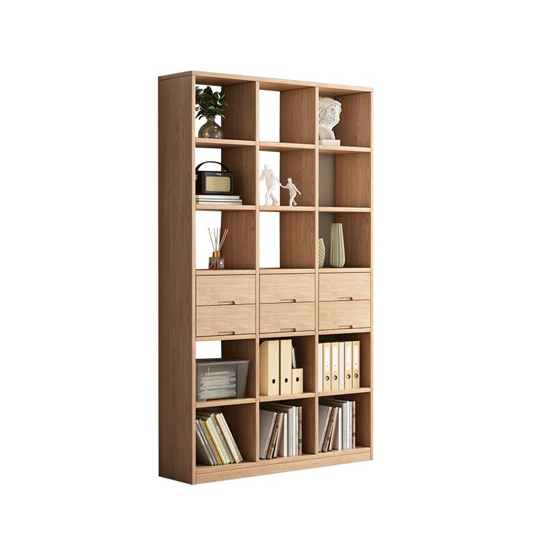 纯实木书架落地置物架一体靠墙儿童书柜储物柜展示柜定制飘窗柜子