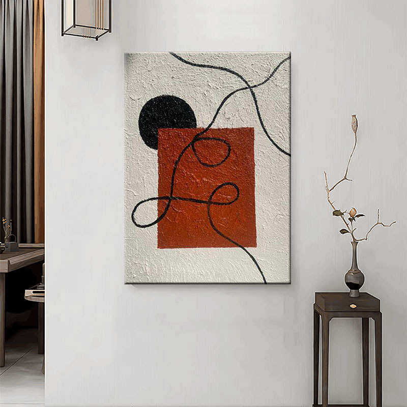 纯手工油画极简抽象客厅沙发背景墙装饰画几何线条现代卧室壁画,家居饰品,油画,淘宝优惠券,粉丝福利购,淘宝优惠卷