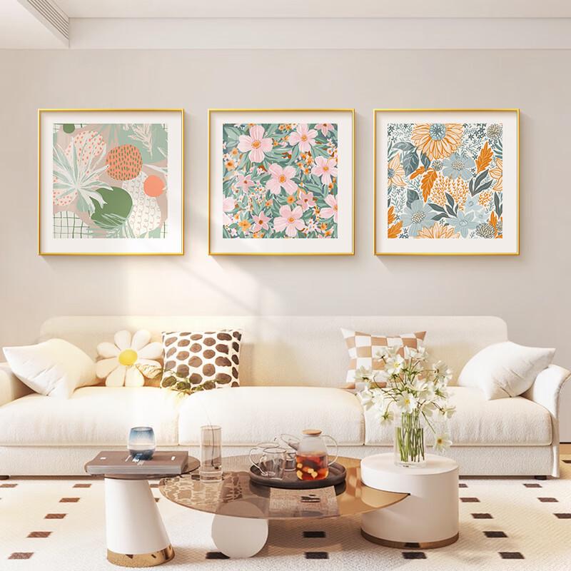 欧式客厅沙发背景装饰画抽象绿色风景餐厅挂画酒店简约方形壁画图片