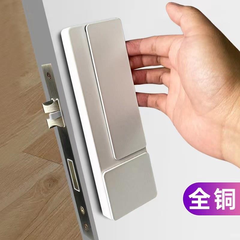 全铜隐形门磁吸无把手防撞儿童锁意式极简约卧室内房间静音白色门