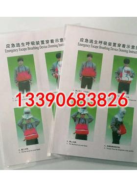 EEBD应急逃生呼吸装置穿着示意图 紧急逃生呼吸器装置穿着海报图