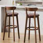 985吧台子实木家用靠高脚凳背高椅子吧台凳子岛台脚椅商用高凳高
