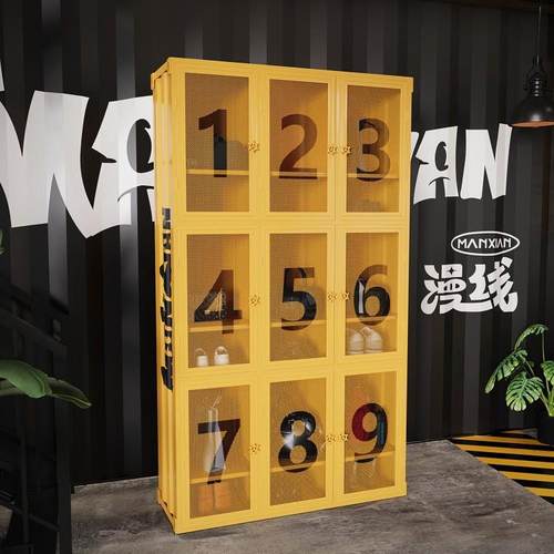 带工业风储物柜锁更身衣柜员工铁纳皮柜健房00多门铁艺收柜寄存包