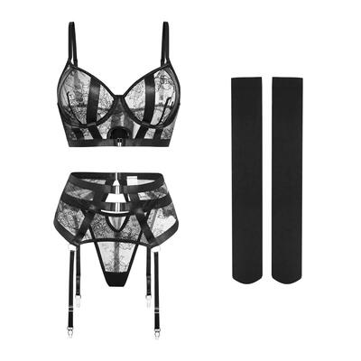 Underwear set with steel rims, lace, ultra-thin four