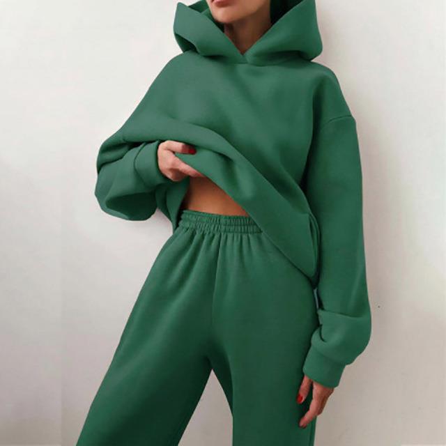 womens sportswear casual solid color long hooded sports