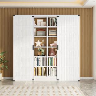 钢制书架儿童蜂推拉337门家用置物柜厚书层柜防尘门折叠门巢多加