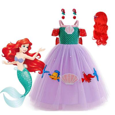 Mermaid Princess Ariel Girl Dress Movie Style Costume Kids S