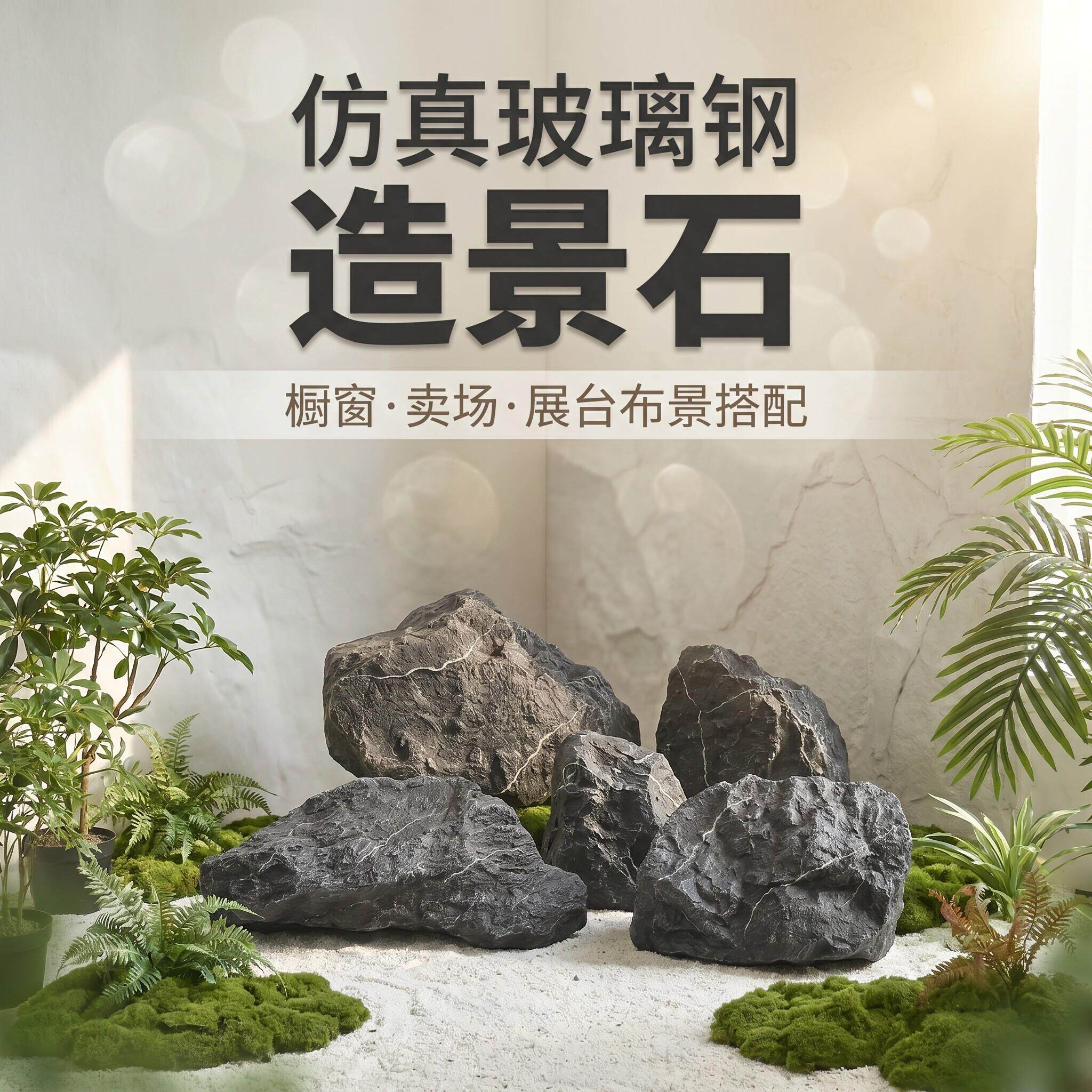 仿真黑色大石头庭院摆件户外装饰自然风格景观石园林绿道池塘造景