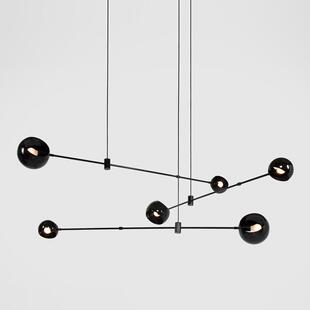 北欧吊灯客厅灯线条黑色罩子平衡杆创意餐厅书房卧室艺术灯具