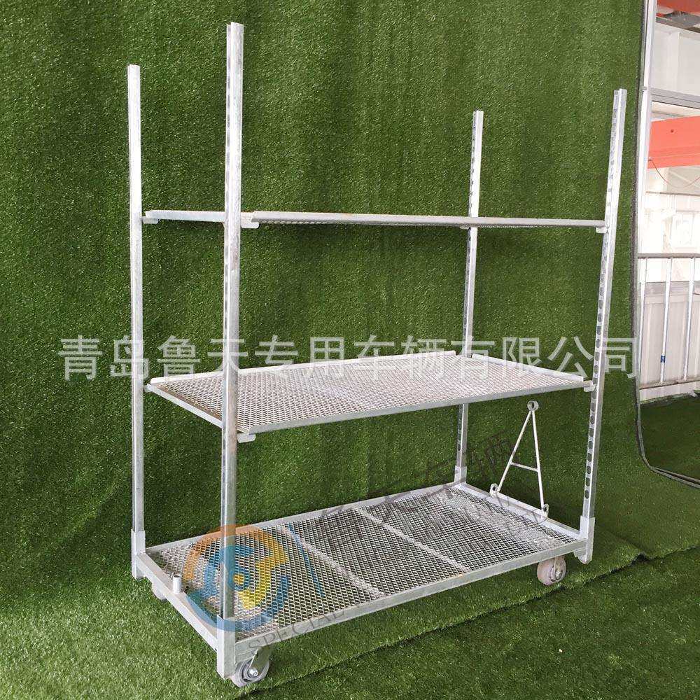 青岛花店花车 胶合板鲜花展示车 焊接网育苗车