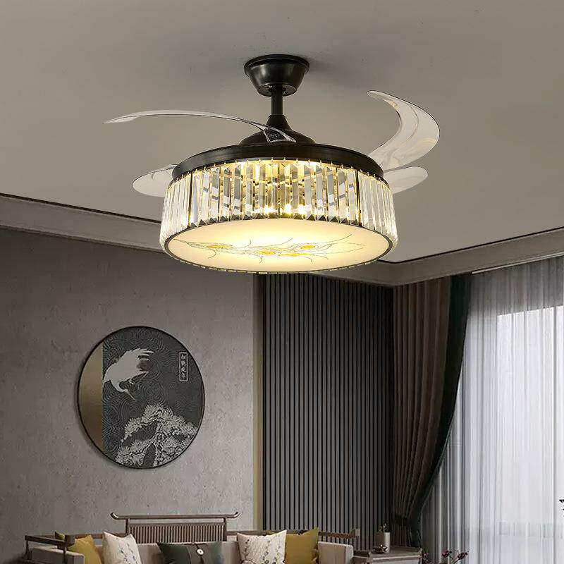 新中式吊灯带电风扇灯家用餐厅遥控隐形led吊扇灯卧室客厅风扇灯