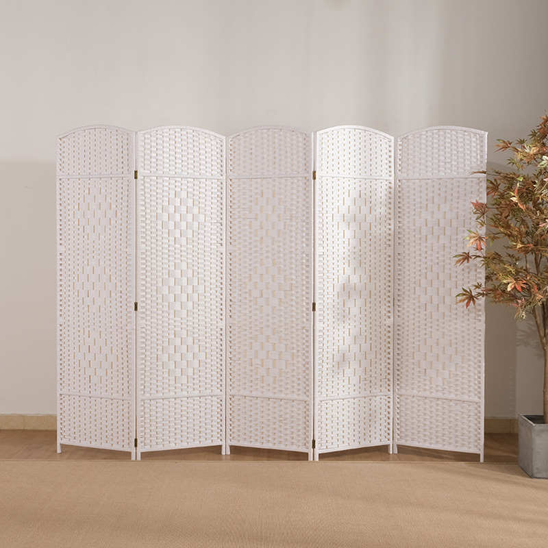 cs草编屏风折叠移动简易实木卧室隔断家用背景入门玄关饭店客厅折
