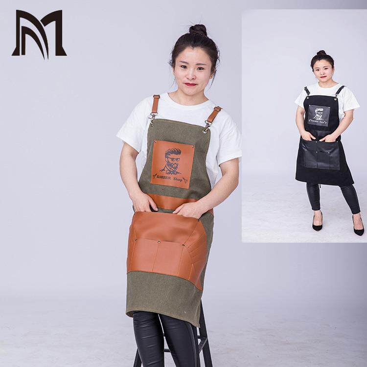 新款直销复古帆布 背带式牛仔男女奶茶店花艺师画画理发工作服