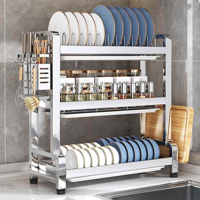 304不锈钢碗碟收纳层架沥水碗架放碗碟子盘子多功能厨房置物架碗