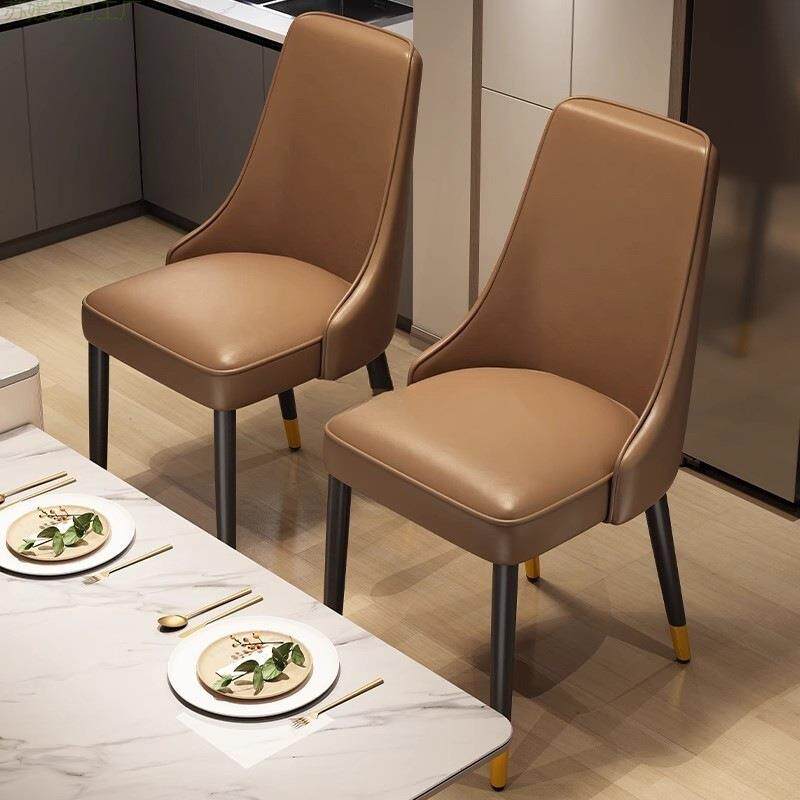 轻奢高挡餐椅家用餐厅简约现代休闲弧形一体北欧通用椅子凳子