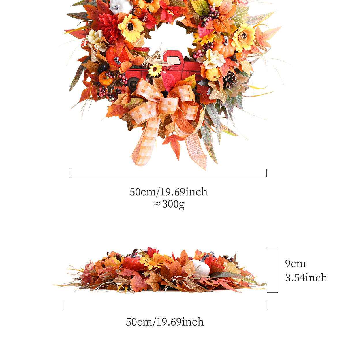 跨境秋季感恩节花环南瓜万圣节派对门挂件门饰装饰丰收节门挂藤圈