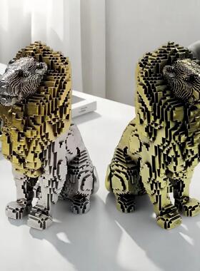 现代简约狮子摆件家居软装客厅桌面动物装饰品轻奢装饰工艺品