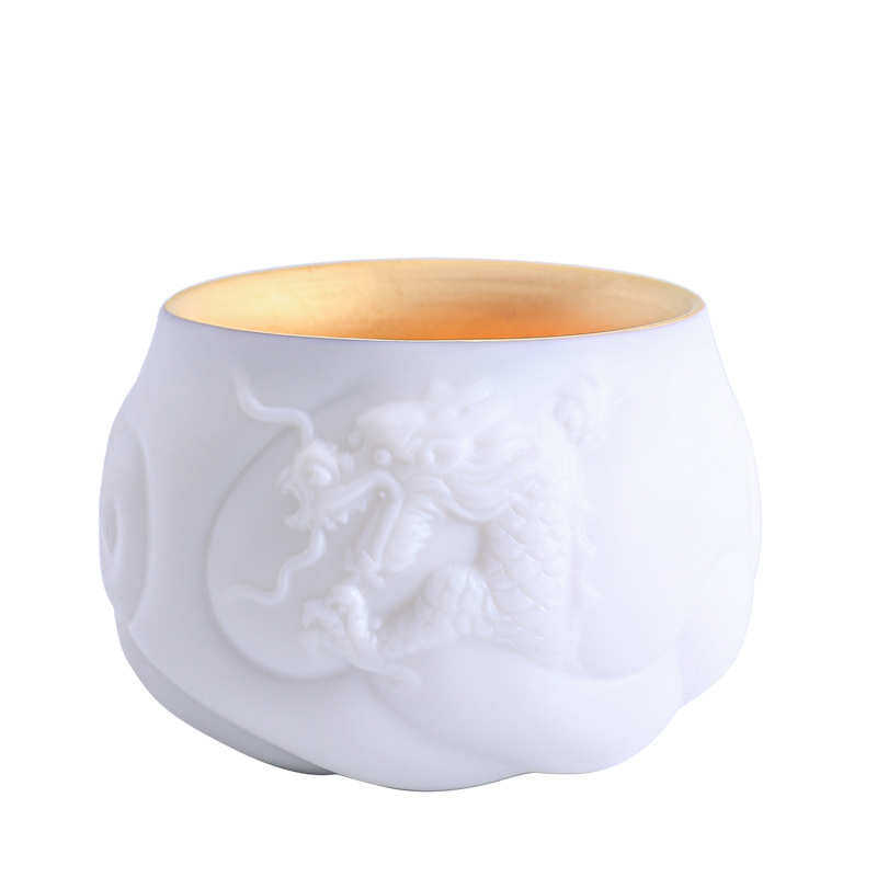 羊脂玉瓷鎏金茶杯大号单杯个人专用浮雕祥龙主人杯陶瓷鎏银品茗杯,餐饮具,茶杯,淘宝优惠券,粉丝福利购,淘宝优惠卷