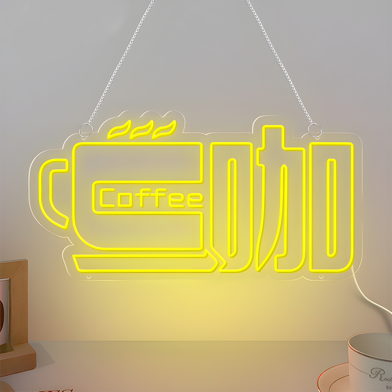 咖啡厅室内LED霓虹灯灯带发光字coffee英文字母奶茶店冷饮店定制