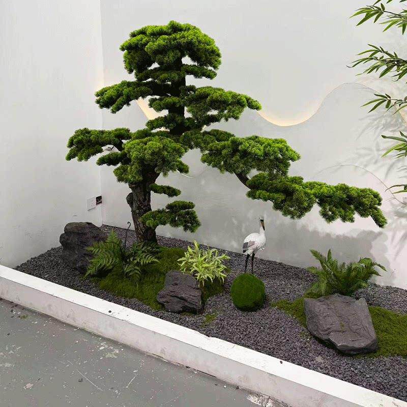 仿真松树迎客松美人松假树室内装饰新中式玄关橱窗楼梯下落地摆件