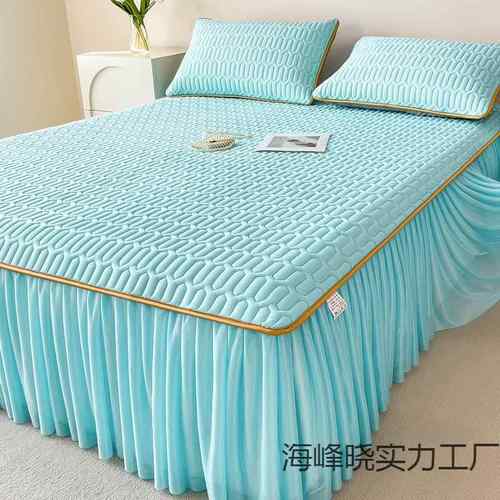 爆款夏季乳胶凉席床裙款套件空调席冰丝软席子可水洗单人床单夏