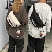 新款 胸包潮酷机车包大容量女士休闲简约斜挎包学生腰包 字母男士