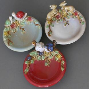 动物陶瓷皂盒欧洲装饰饰品收纳盘白色蝴蝶浴室面盆皂盒