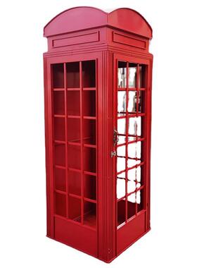 红色电话亭移动软装道具模型铁艺英伦风装饰摆件工艺品铁制