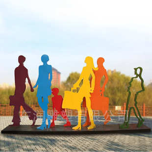 厂家直销大型不锈钢剪影购物街景观雕塑商业街步行街摆件