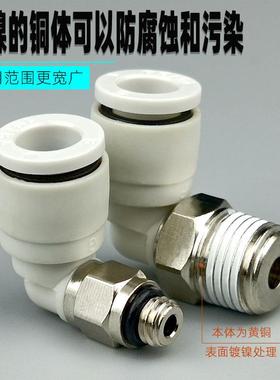 微型气动快速接头PL2 3 4 5 6 M3 M5 M6迷你气管螺纹直角调节弯头