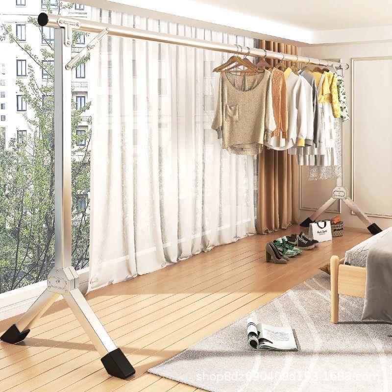 熊猫连锁超市闪电仓单杆单杠晾衣架伸缩款固定款落地式折叠晾衣架