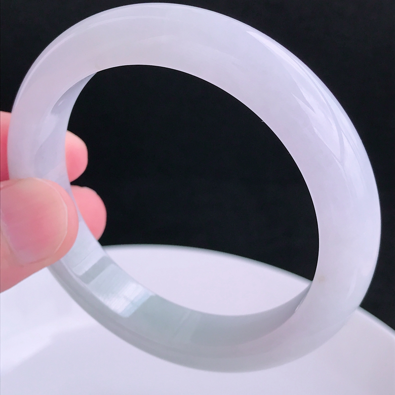 天然翡翠紫罗兰正圈手镯 翡翠手镯玉镯子 57圈 59.90g