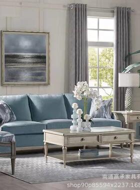 美式art莫里印象具复家古轻奢实香槟金木YC2022-9单三人布艺沙发