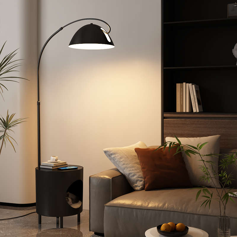 客厅沙发旁置物猫窝钓鱼落地灯边几高级感茶几卧室床头柜落地台灯