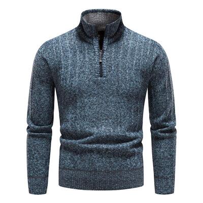 Men's stand up collar pullover sweater striped knit